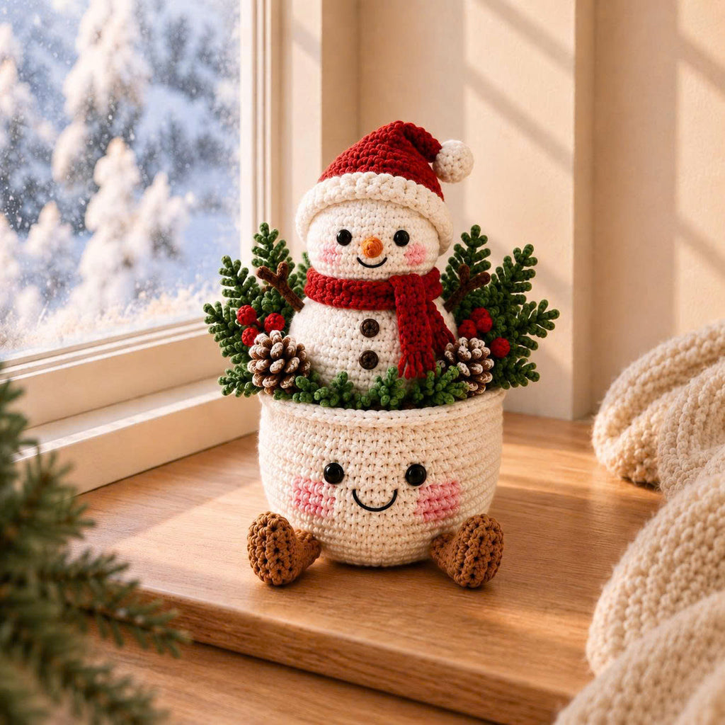 Personalized Set - Crochet - Christmas Plant Pot Holiday Decor Gift