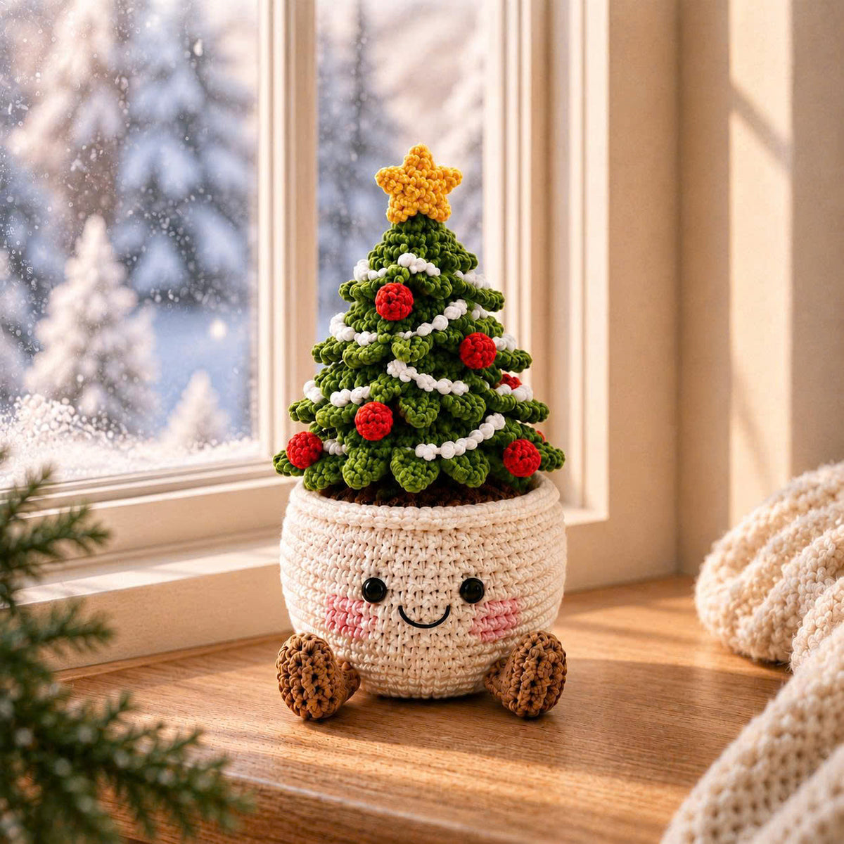 Personalized Set - Crochet - Christmas Plant Pot Holiday Decor Gift
