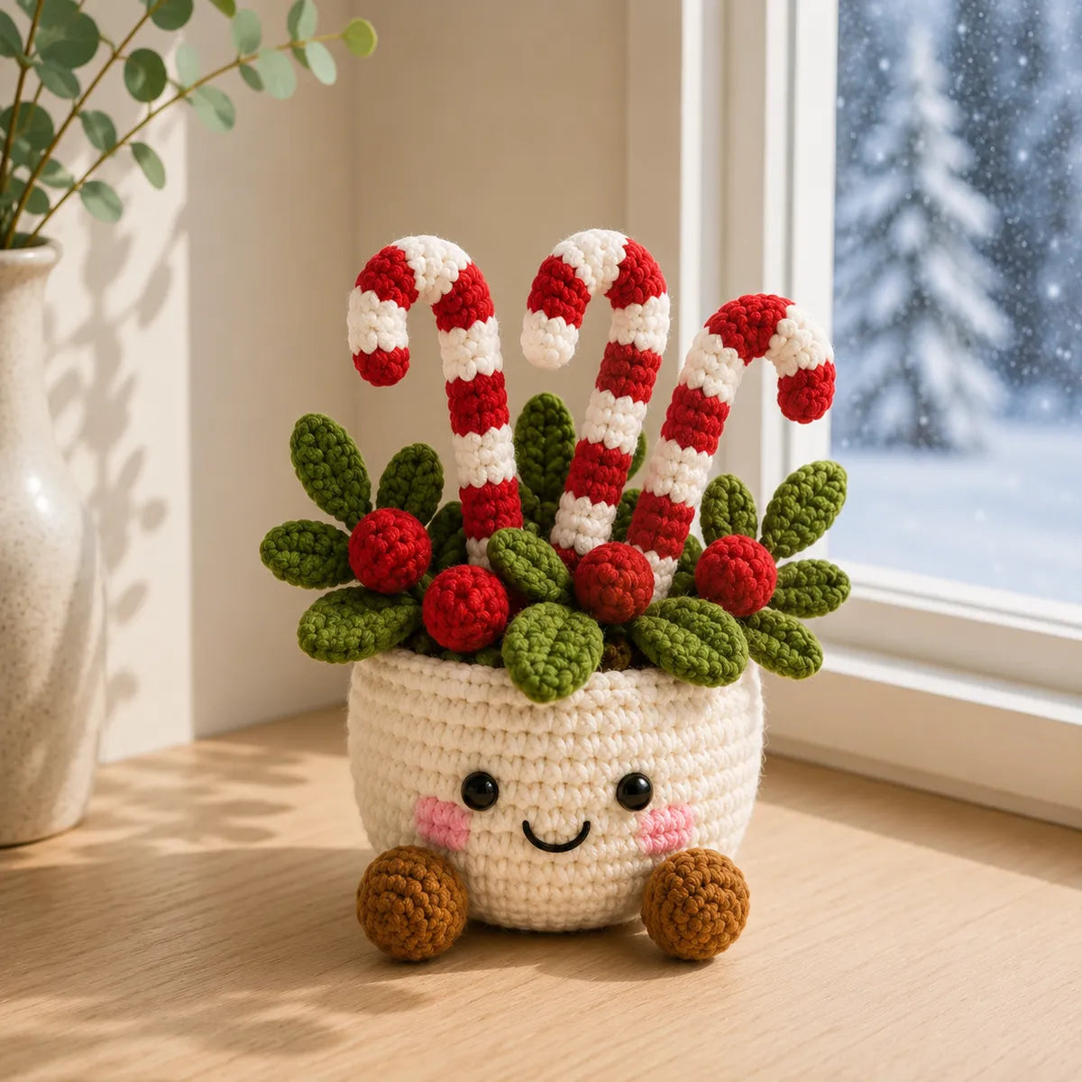 Personalized Set - Crochet - Christmas Plant Pot Holiday Decor Gift
