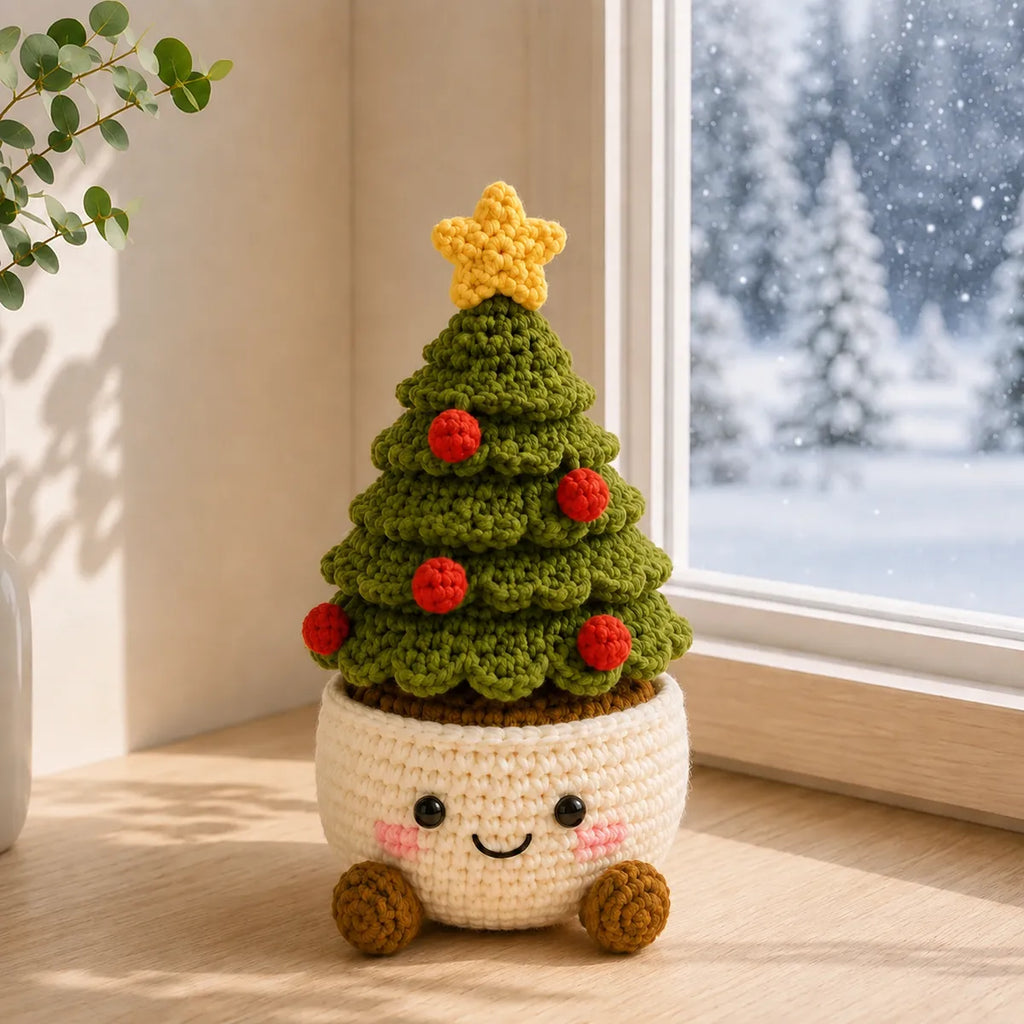 Personalized Set - Crochet - Christmas Plant Pot Holiday Decor Gift
