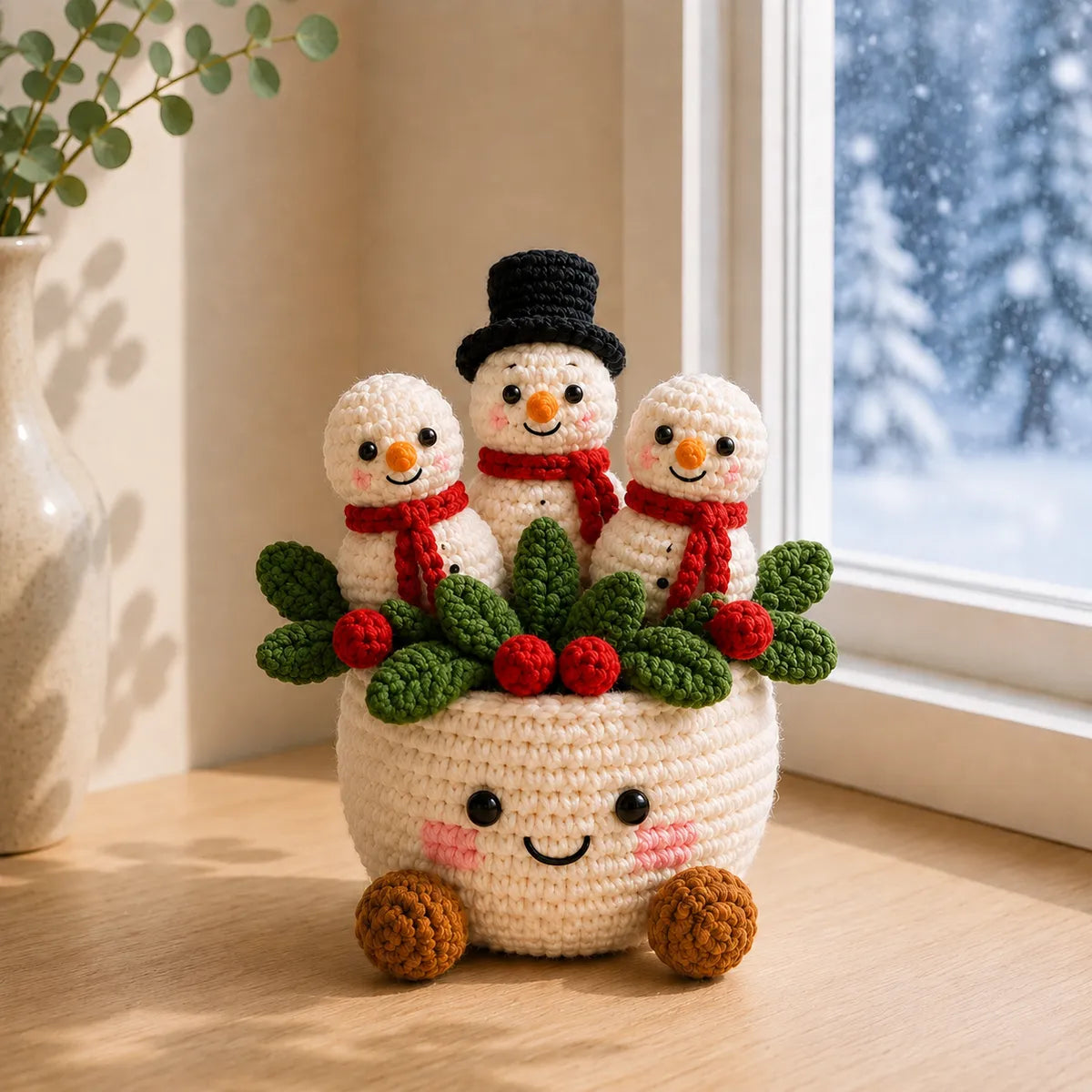 Personalized Set - Crochet - Christmas Plant Pot Holiday Decor Gift