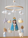 Handmade Crochet Virgin Mary Baby Mobile – Luxury Nursery Decor with Angels, Lambs & Birds | Christening Gift