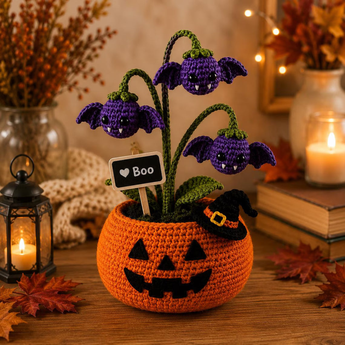 Crochet Halloween Pumpkin Ghost Pot, Spooky Pumpkin Decor, Ghost Flower Pot, Halloween Desk Decor, Handmade Gothic Home Decor,Halloween Gift