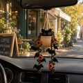 Crochet Halloween Black Cat Plant Car Hanging, Bat Vine Car Charm, Spooky Cute Halloween Car Decor, Handmade Plant Lover Gift