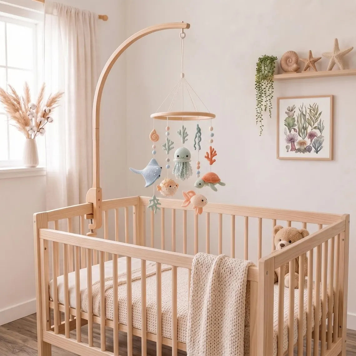 Ocean Crochet Baby Mobile – Handmade Under The Sea Nursery Decor